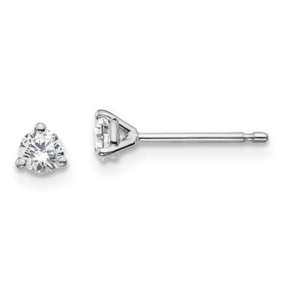 14K White Gold Lab Grown Diamond 1/4ctw 3 Prong Earrings | Choose-Your-Gift