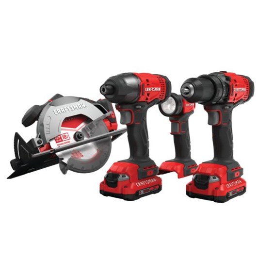20V Cordless 4 Tool Combo Kit Drill Impact Driver Circular Saw Light
