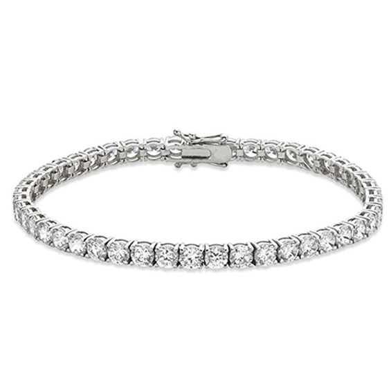 Certified PARIKHS Round Diamond Tennis Bracelet in 14K White Gold 5 ...