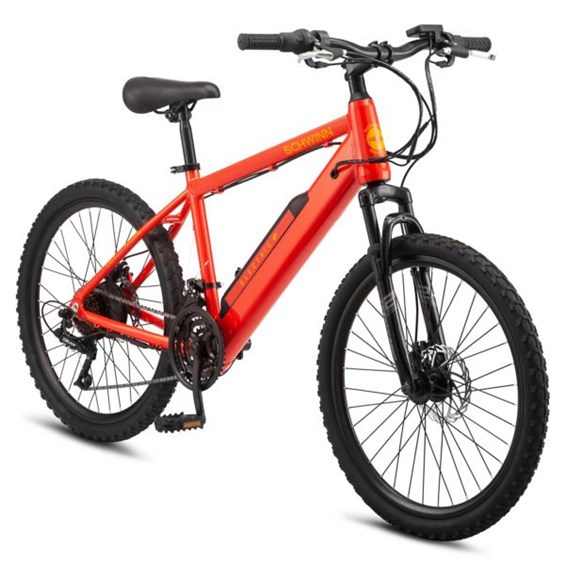 Schwinn Healy Ridge Mountain Electric Bike, 24 Inch Wheels, 18Speeds