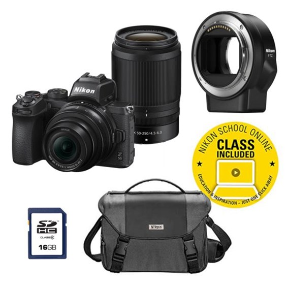 KIT Z50 Two Lens Mirrorless Camera+FTZ,Bag,SD Card ChooseYourGift
