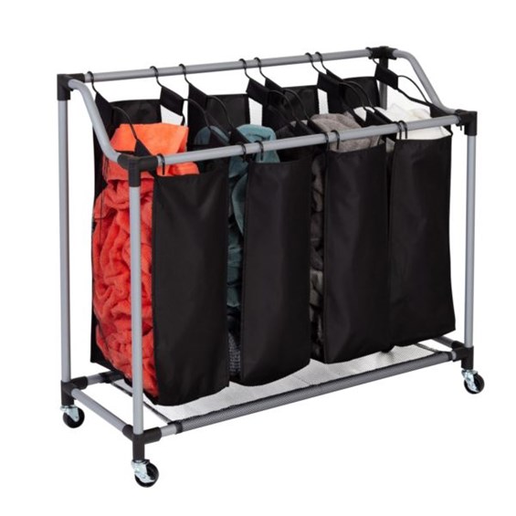 Rolling Deluxe Laundry Sorter Black/Silver ChooseYourGift