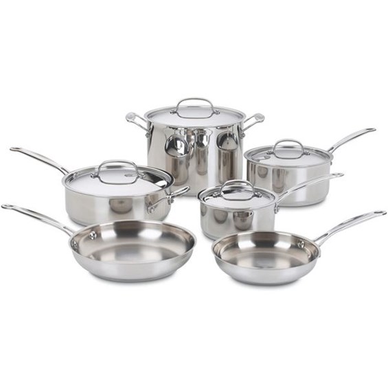 Chef's Classic Stainless 10Piece Cookware Set with Stainless Steel Flavor Lock Lids Choose