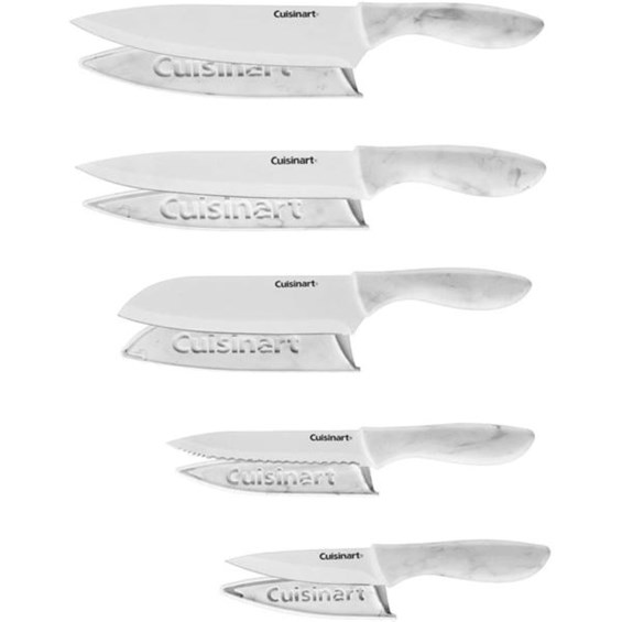 10pc Ceramic Coated Knife Set Faux Marble ChooseYourGift