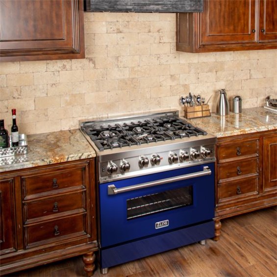 Professional 36'' SS Gas/Gas Range Blue Gloss ChooseYourGift