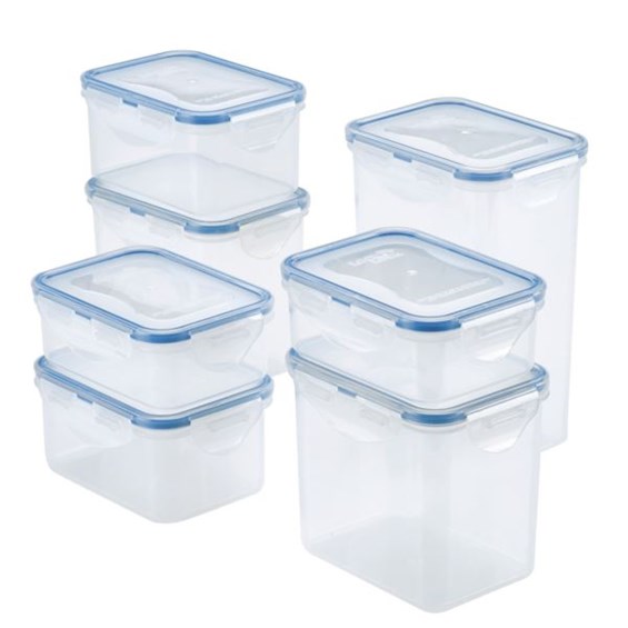 LocknLock Easy Essentials Food Storage Container Set, 14Piece, Clear