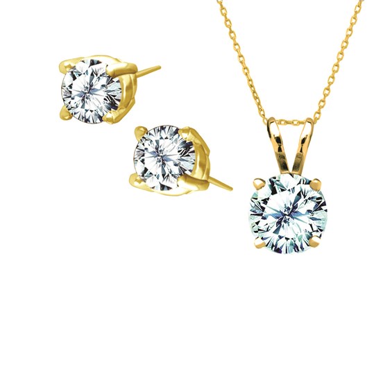 Combination Royal Stud Earrings and Dream Necklace in 14k Yg with .05