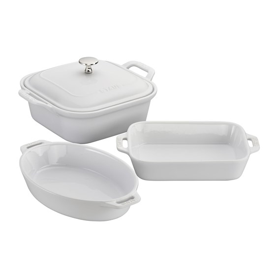 4pc Ceramic Baking Dish Set White ChooseYourGift