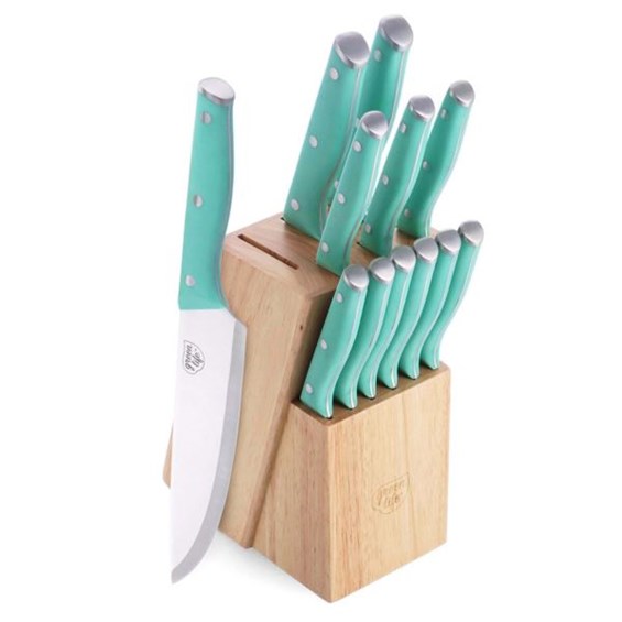 High Carbon Stainless Steel 13pc Knife Block Set Turquoise Choose