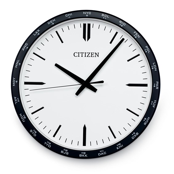 Citizen Gallery Circular Black Frame Wall Clock with World Time Bezel ChooseYourGift