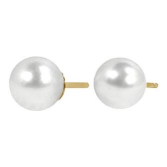 Pearl Stud Earrings with matching 77.5 mm round genuine cultured