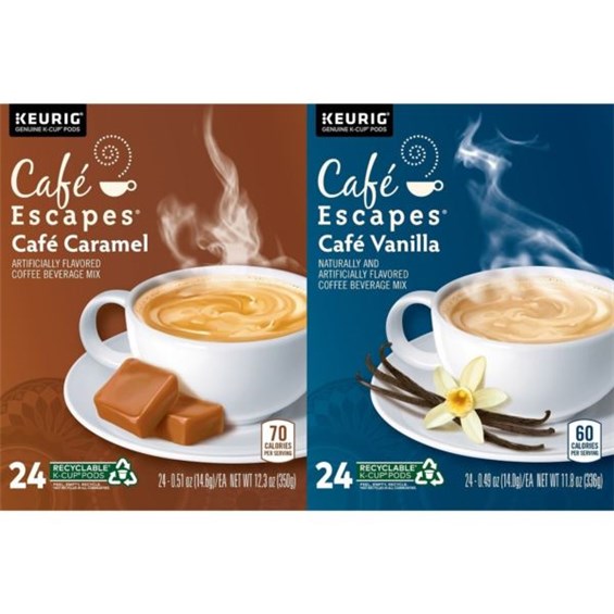 KCup Cafe Escapes Vanilla & Caramel Flavor Pack 48ct ChooseYourGift