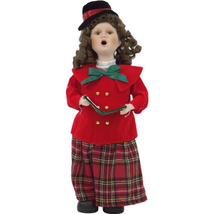 19-In. Victorian Girl Christmas Caroler Figurine with Auburn Curls ...