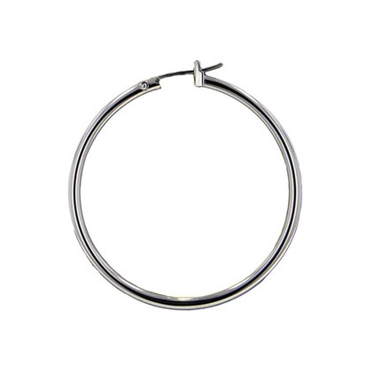 Large Hoop Earrings 1 1/2" In Diameter, Rhodium | Choose-Your-Gift