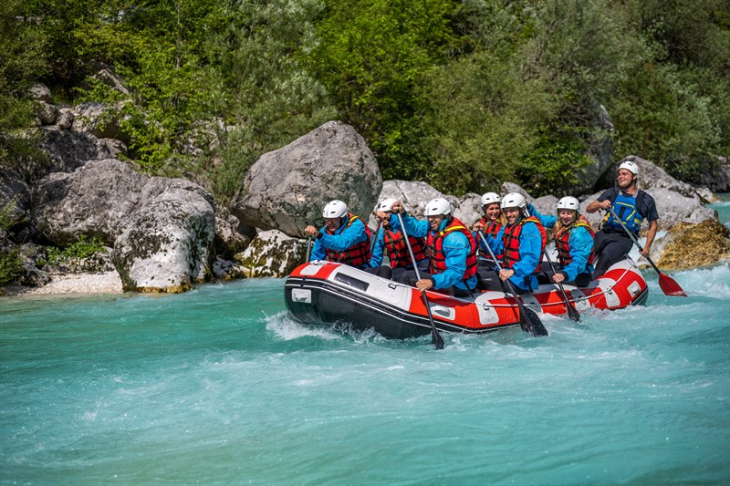 Adventurous adrenaline activity, teambuilding on white water