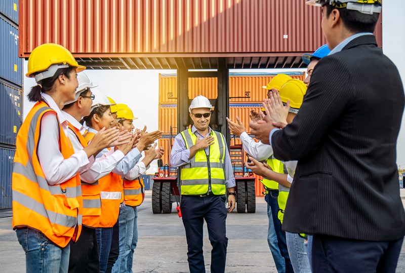 Safety workers celebrating